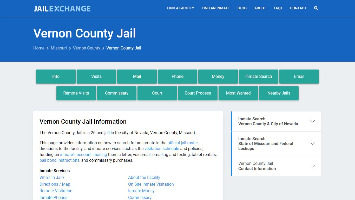 Vernon County Jail, MO Inmate Search, Information