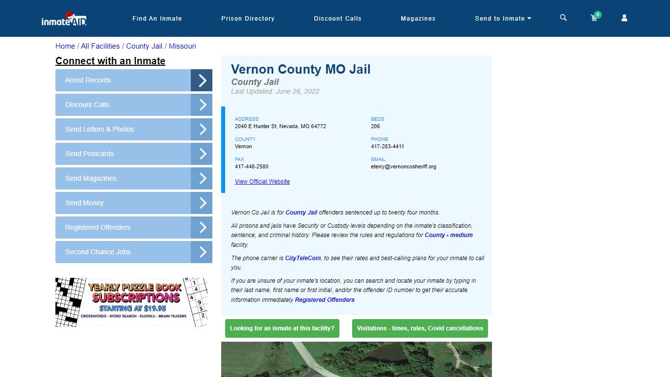 Vernon County MO Jail - Inmate Locator - Nevada, MO